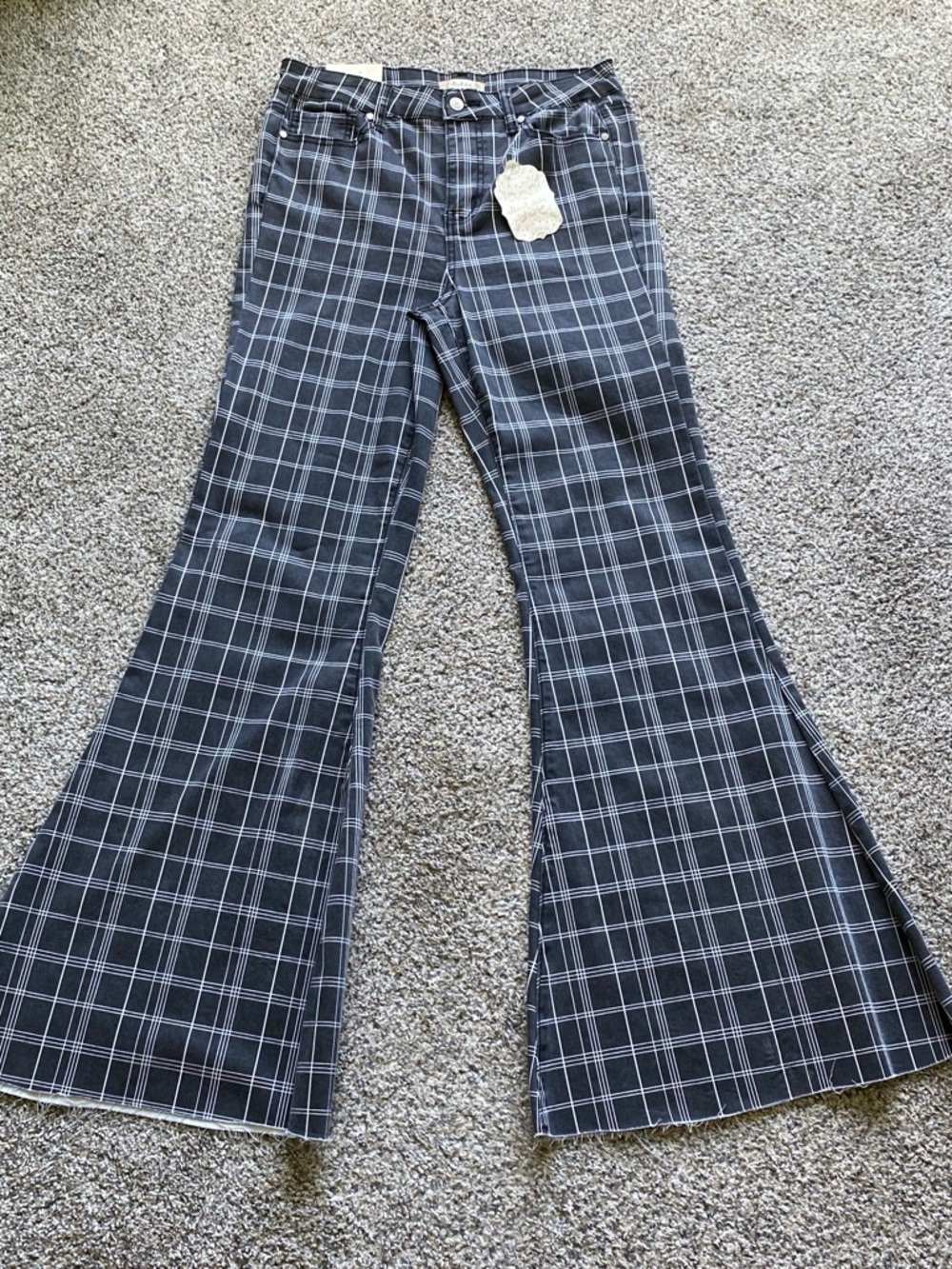 Altar'd State Women’s NWT Black and White Plaid Flare Pants Size 29